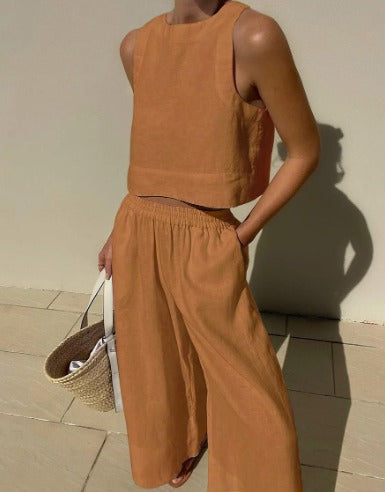 Image of Rebecca | Dames High-Waisted Wide Leg Broek Set