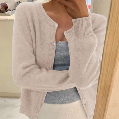 Relaxed-fit damesvest met knopen en lange mouwen