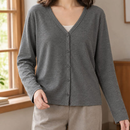 Relaxed-fit damesvest met V-hals en knoopsluiting