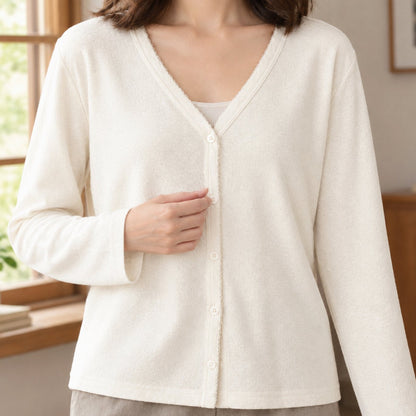 Relaxed-fit damesvest met V-hals en knoopsluiting