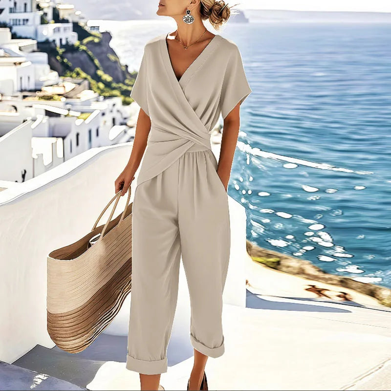 Image of Renate | Dames V-hals Wrap Tweedelige Set