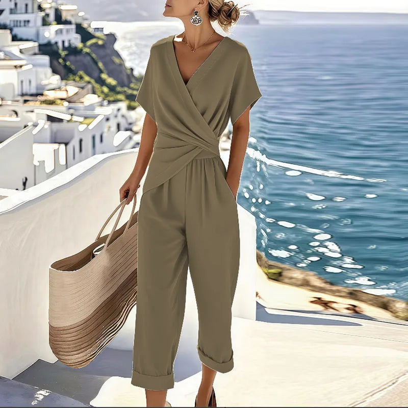Image of Renate | Dames V-hals Wrap Tweedelige Set