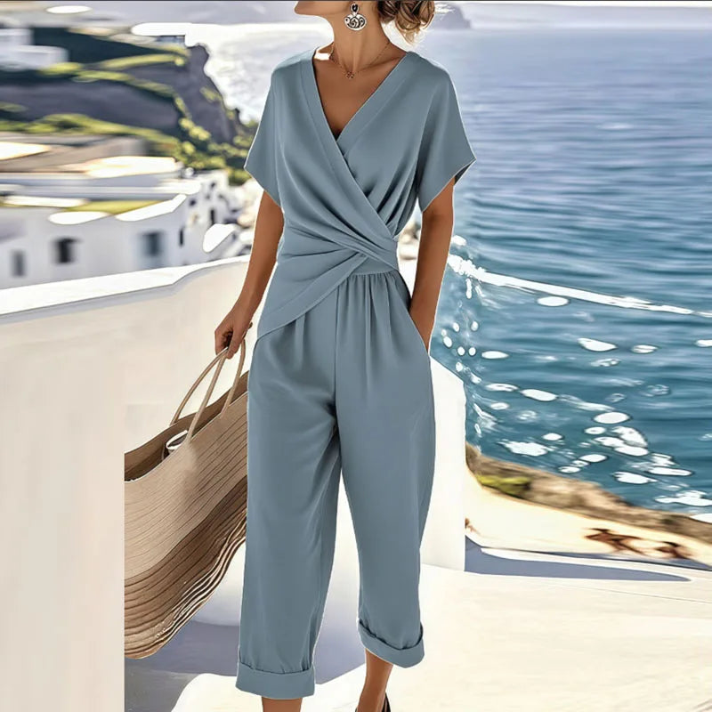 Image of Renate | Dames V-hals Wrap Tweedelige Set