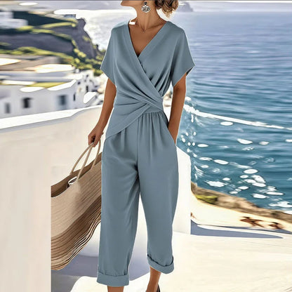 Image of Renate | Dames V-hals Wrap Tweedelige Set