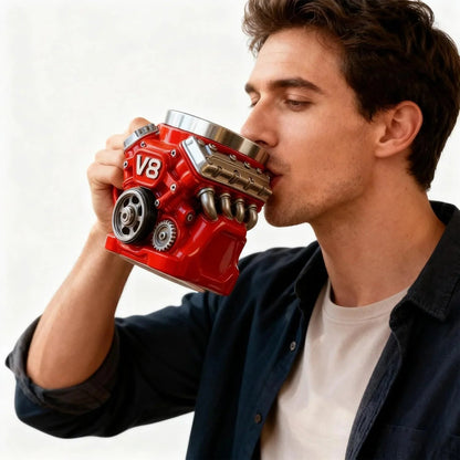 Retro Koffiemok V8-Motor, Roestvrijstalen Beker