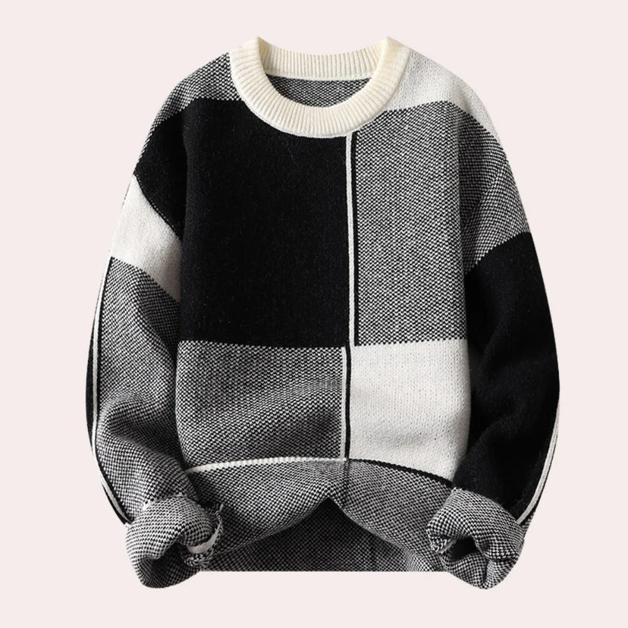 Robert | Heren Color Block Trui met Ronde Hals