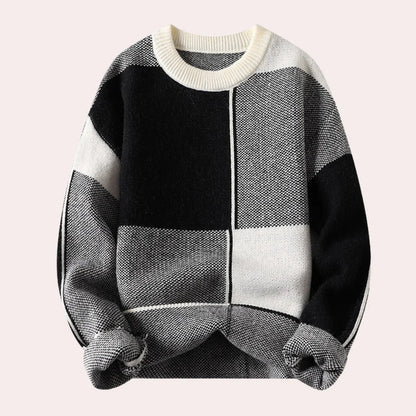 Robert | Heren Color Block Trui met Ronde Hals