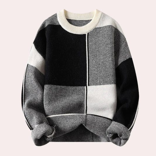 Robert | Heren Color Block Trui met Ronde Hals