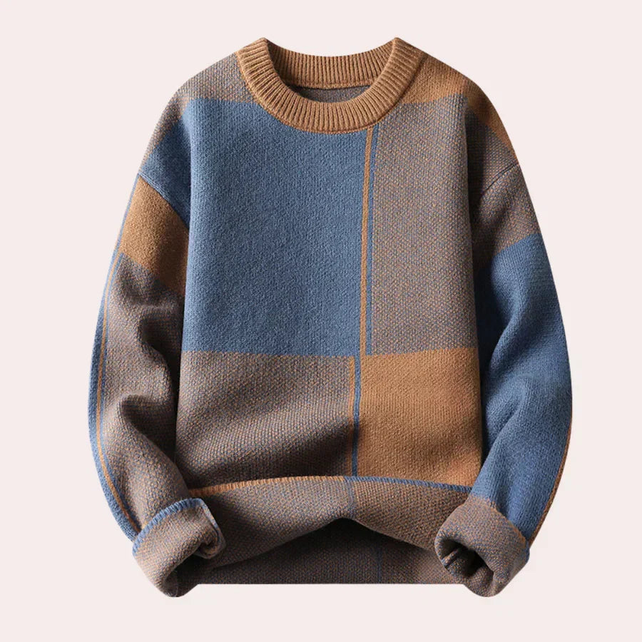 Robert | Heren Color Block Trui met Ronde Hals