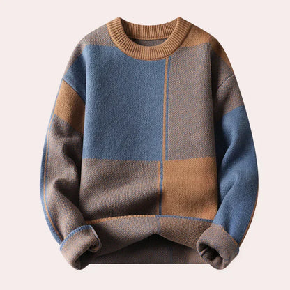 Robert | Heren Color Block Trui met Ronde Hals