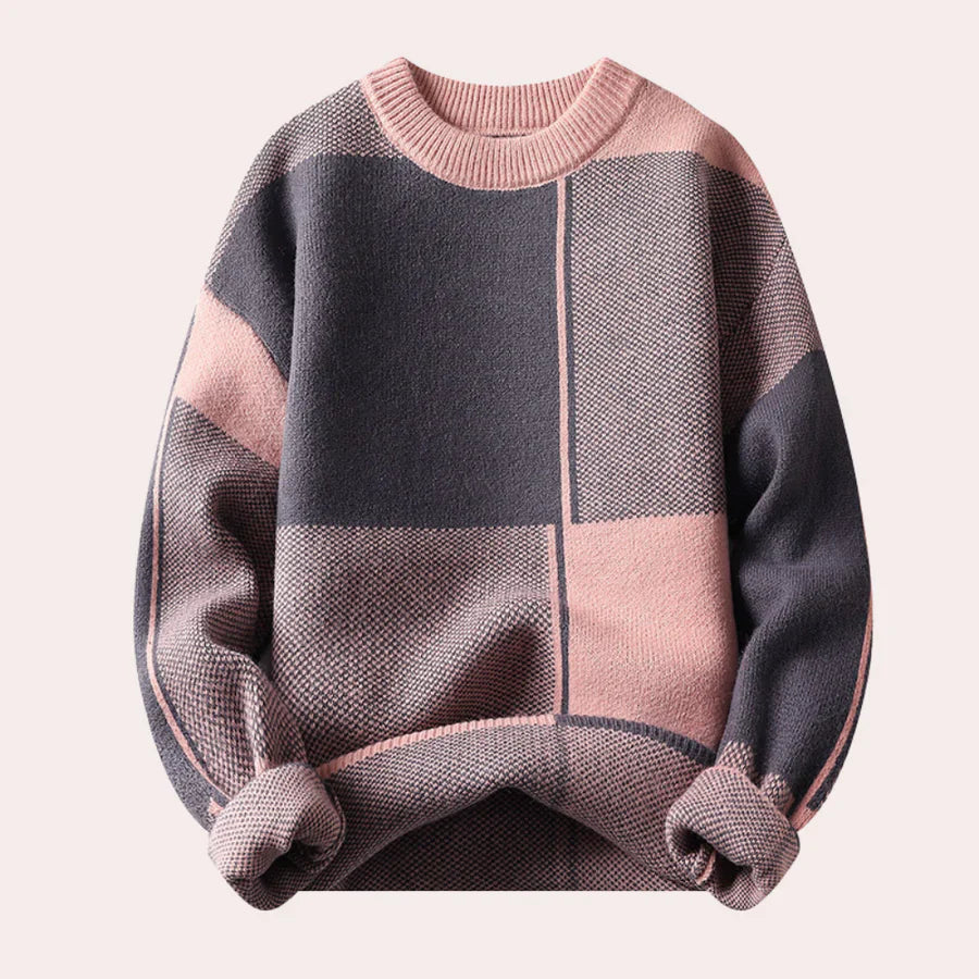 Robert | Heren Color Block Trui met Ronde Hals