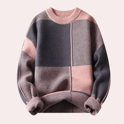 Robert | Heren Color Block Trui met Ronde Hals