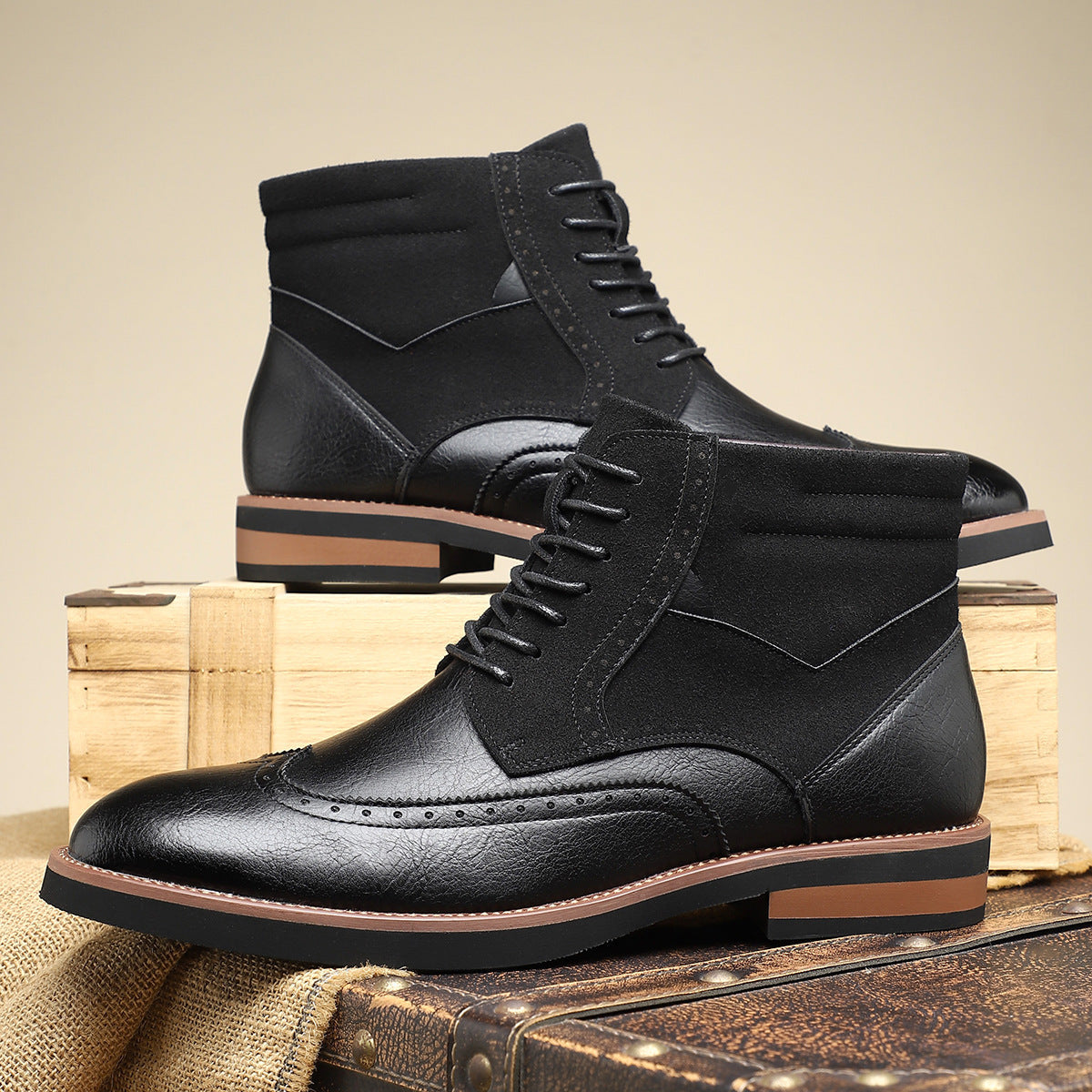 Image of Roger | Heren Veterschoenen Wingtip Enkellaarsjes