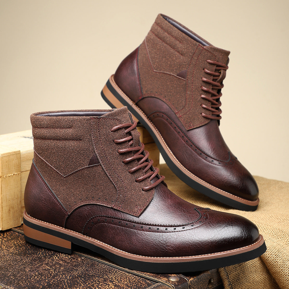 Image of Roger | Heren Veterschoenen Wingtip Enkellaarsjes