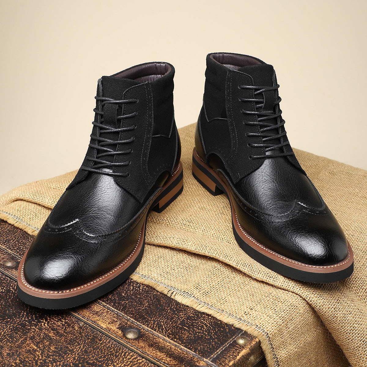 Image of Roger | Heren Veterschoenen Wingtip Enkellaarsjes