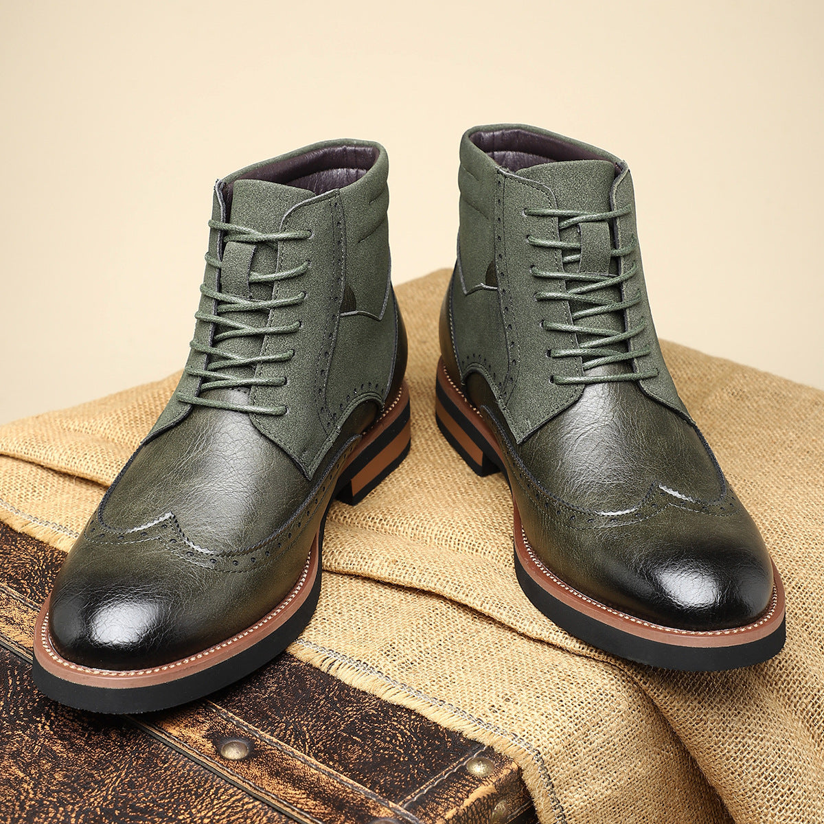 Image of Roger | Heren Veterschoenen Wingtip Enkellaarsjes