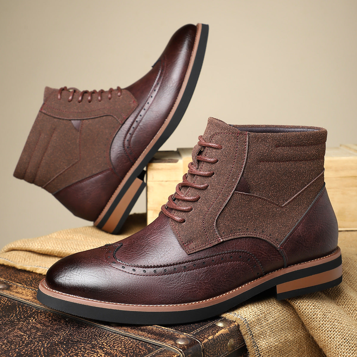 Image of Roger | Heren Veterschoenen Wingtip Enkellaarsjes