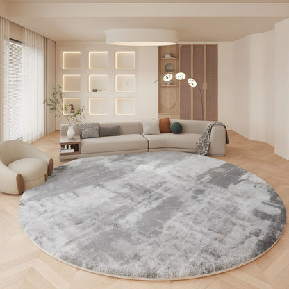 Rond vloerkleed met abstract grijs patroon