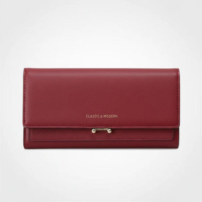 Ruime damesportemonnee met telefoonvak en elegante details