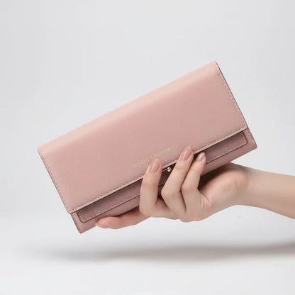 Ruime damesportemonnee met telefoonvak en elegante details