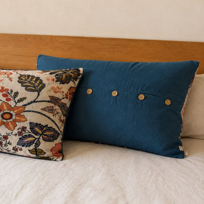 Rustieke sierkussenhoezen met artistiek bloemmotief - Set van 2 stuks