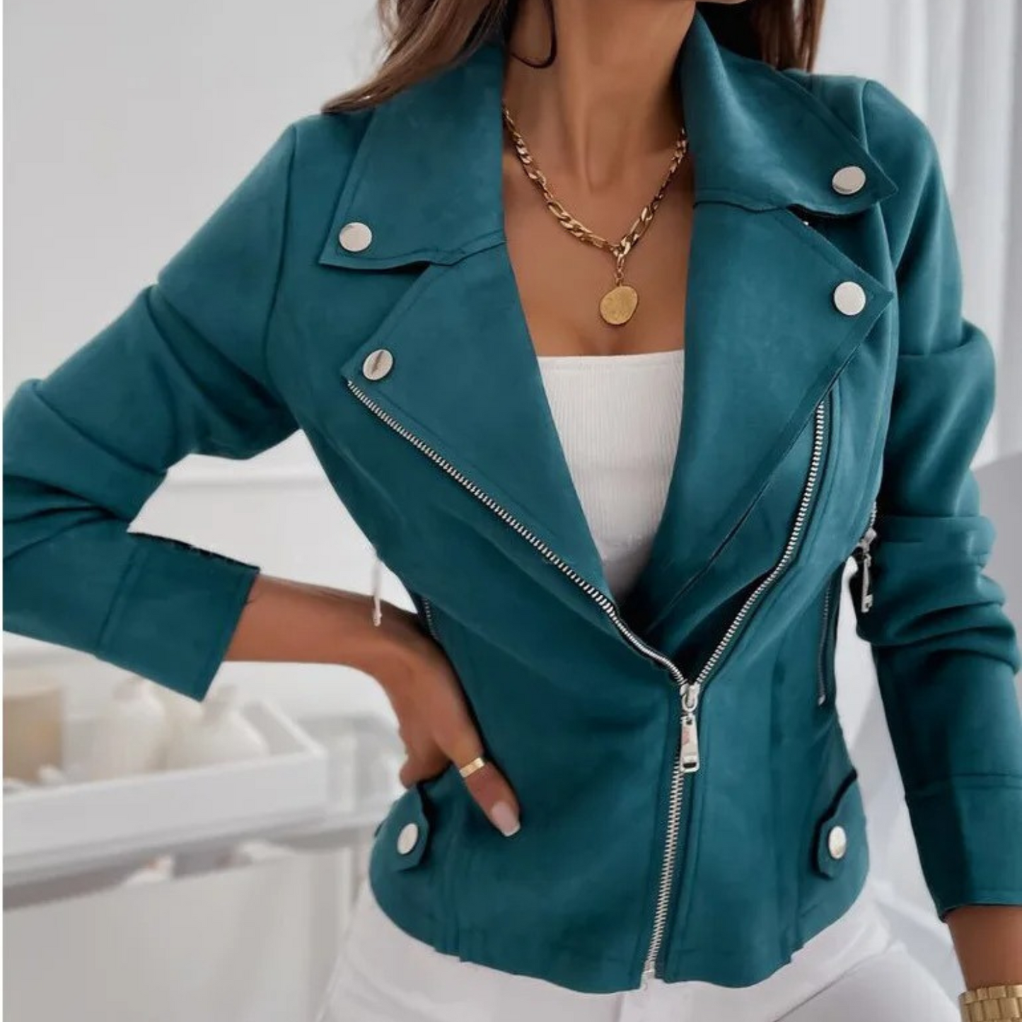 Image of Samantha | Dames Slim Fit Bikerjack