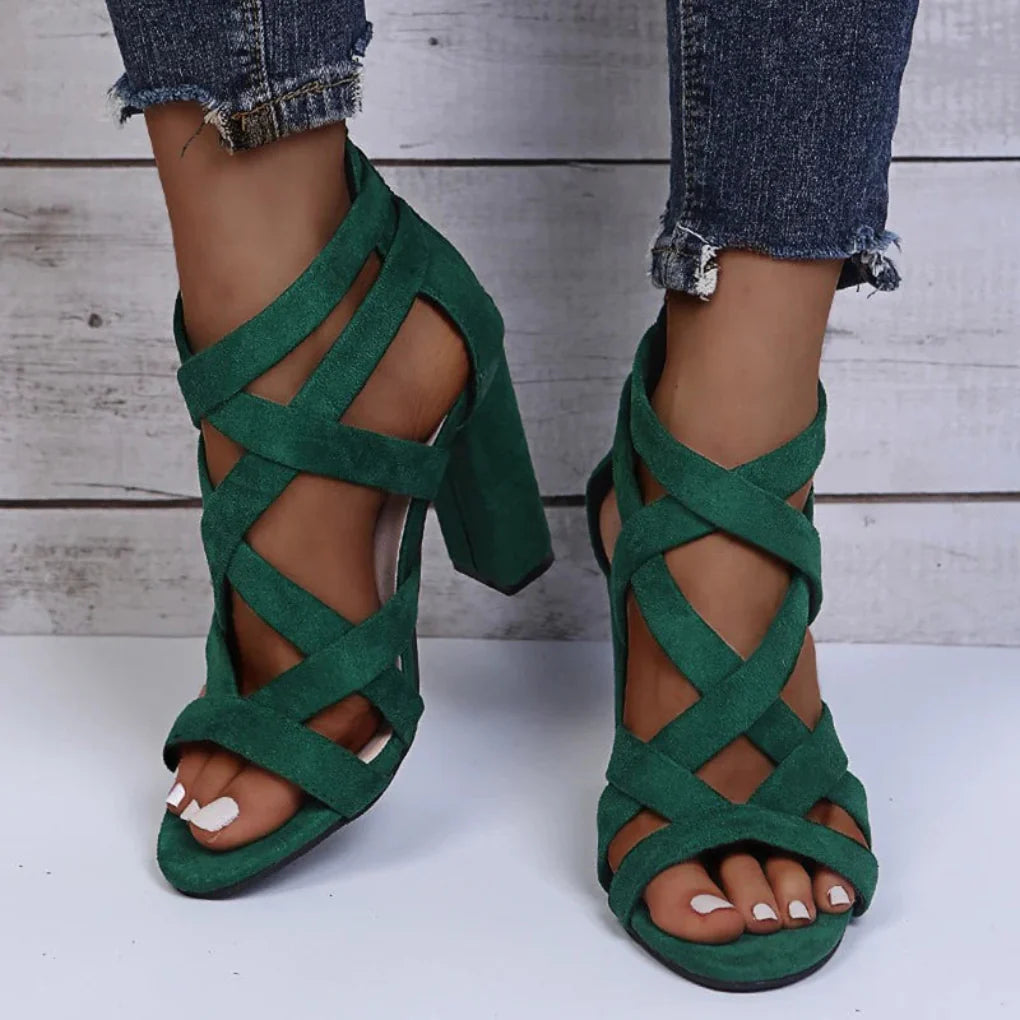 Image of Saskia | Dames Sandalen met Dikke Hak en Bandjes