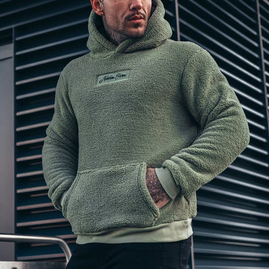 Sherpa pullover hoodie met relaxed fit voor heren