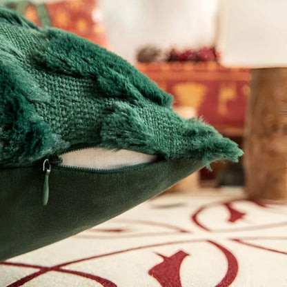 Sierkussenhoes met getextureerd kerstboompatroon – Pluche
