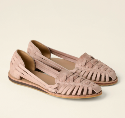 Image of Simone | Dames Geweven Open Teen Platte Sandalen
