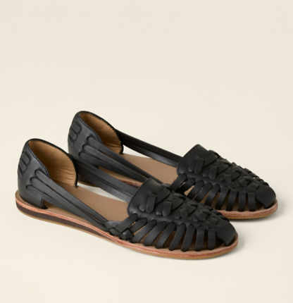 Image of Simone | Dames Geweven Open Teen Platte Sandalen