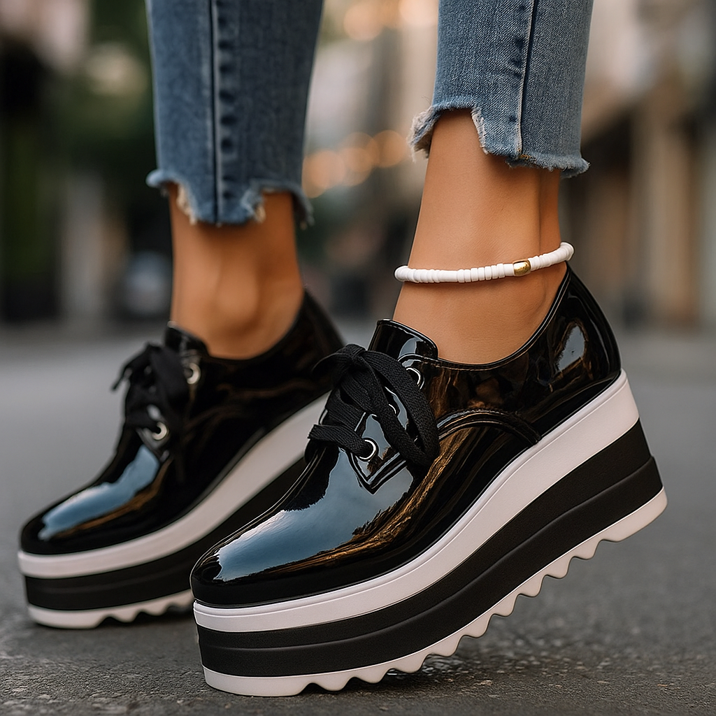 Image of Simone | Dames Veterschoenen met Platformzool
