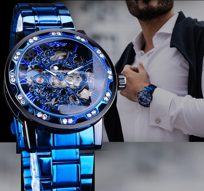 Skelet-horloge voor heren van roestvrij staal – tijdloze luxe en elegantie