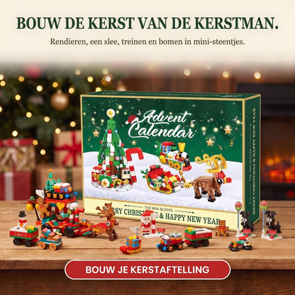 Slee van de Kerstman Adventskalender met Mini-steentjes, Kerstdorp Bouwset