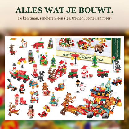 Slee van de Kerstman Adventskalender met Mini-steentjes, Kerstdorp Bouwset