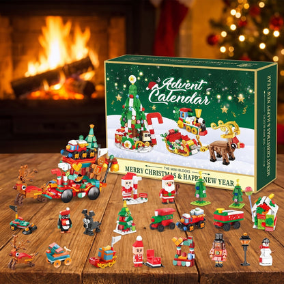 Slee van de Kerstman Adventskalender met Mini-steentjes, Kerstdorp Bouwset