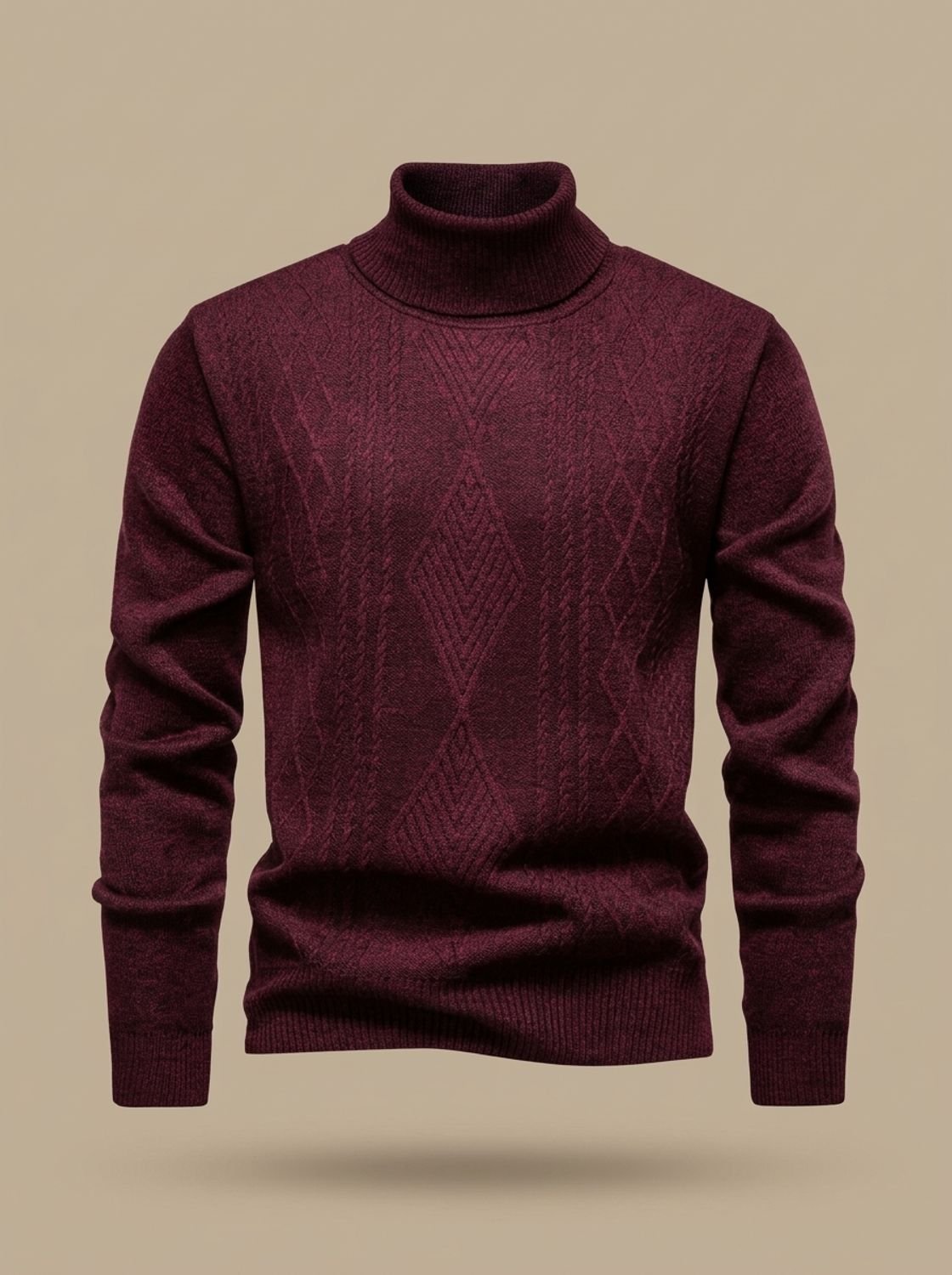 Slim-fit gebreide kabeltrui met col voor heren