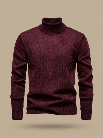 Slim-fit gebreide kabeltrui met col voor heren