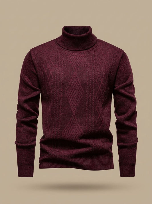 Slim-fit gebreide kabeltrui met col voor heren