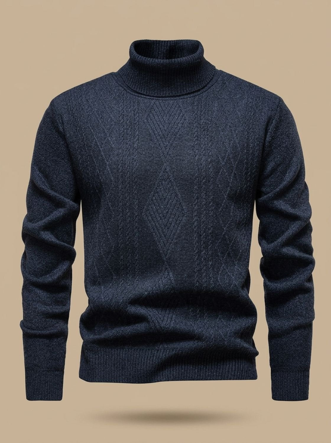 Slim-fit gebreide kabeltrui met col voor heren