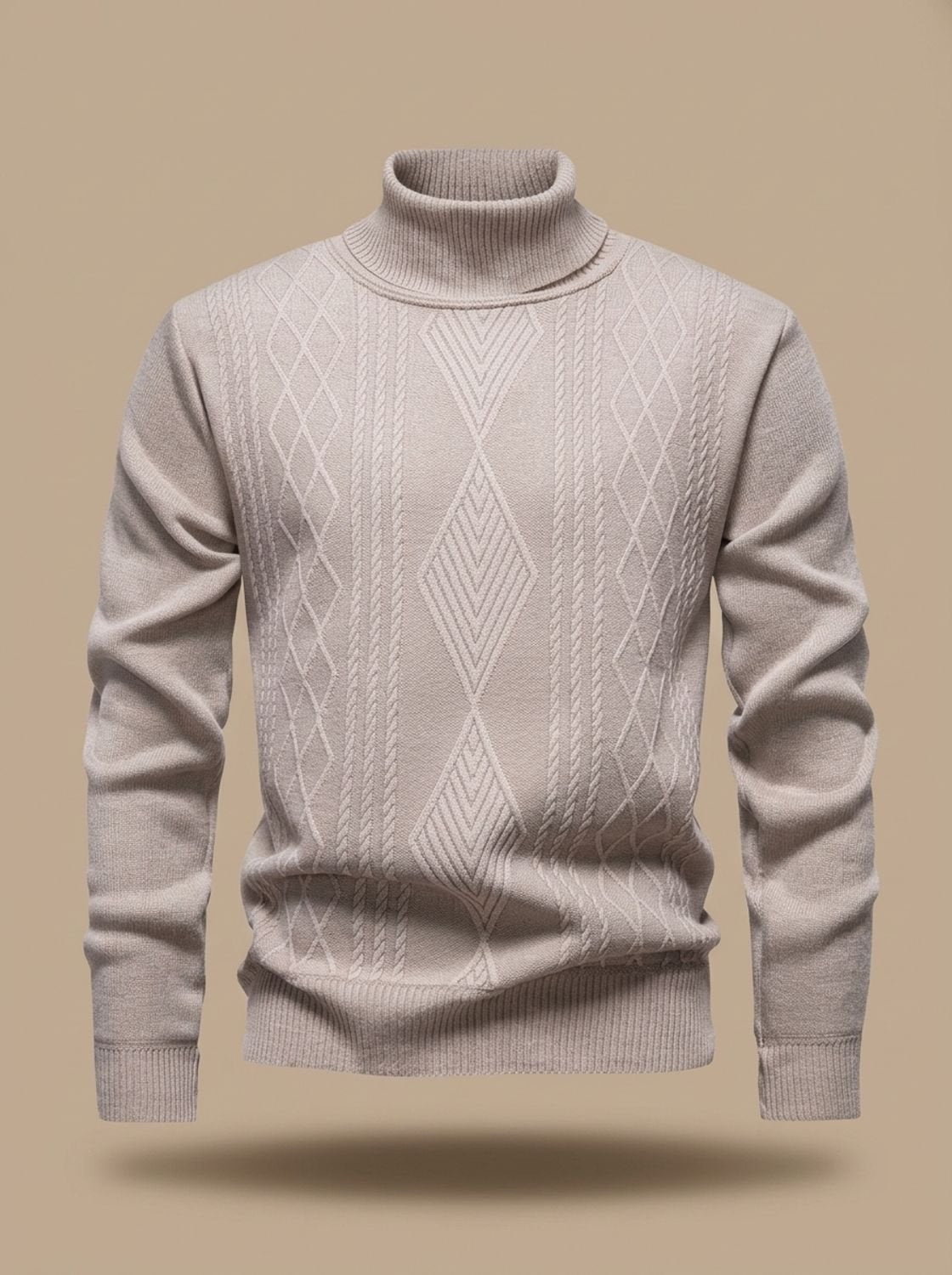 Slim-fit gebreide kabeltrui met col voor heren