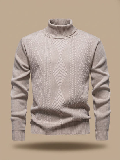 Slim-fit gebreide kabeltrui met col voor heren