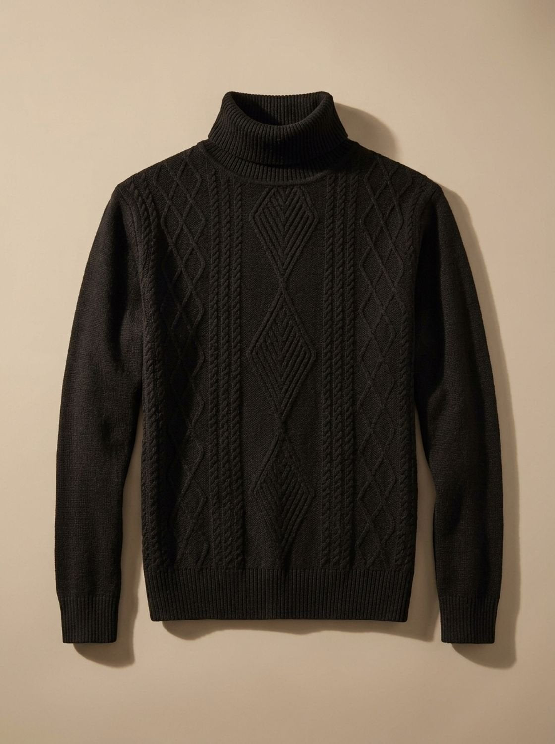 Slim-fit gebreide kabeltrui met col voor heren