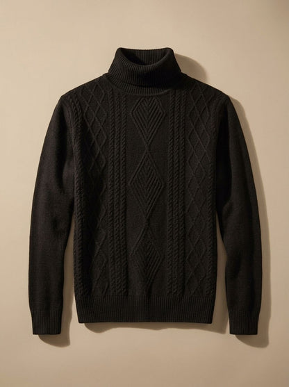 Slim-fit gebreide kabeltrui met col voor heren