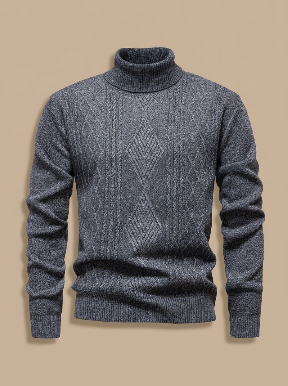 Slim-fit gebreide kabeltrui met col voor heren