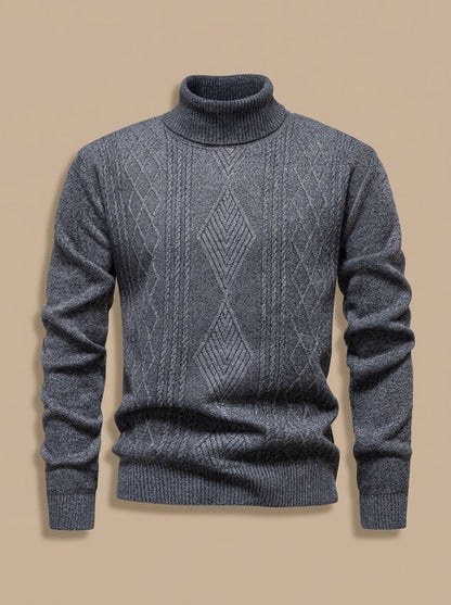 Slim-fit gebreide kabeltrui met col voor heren