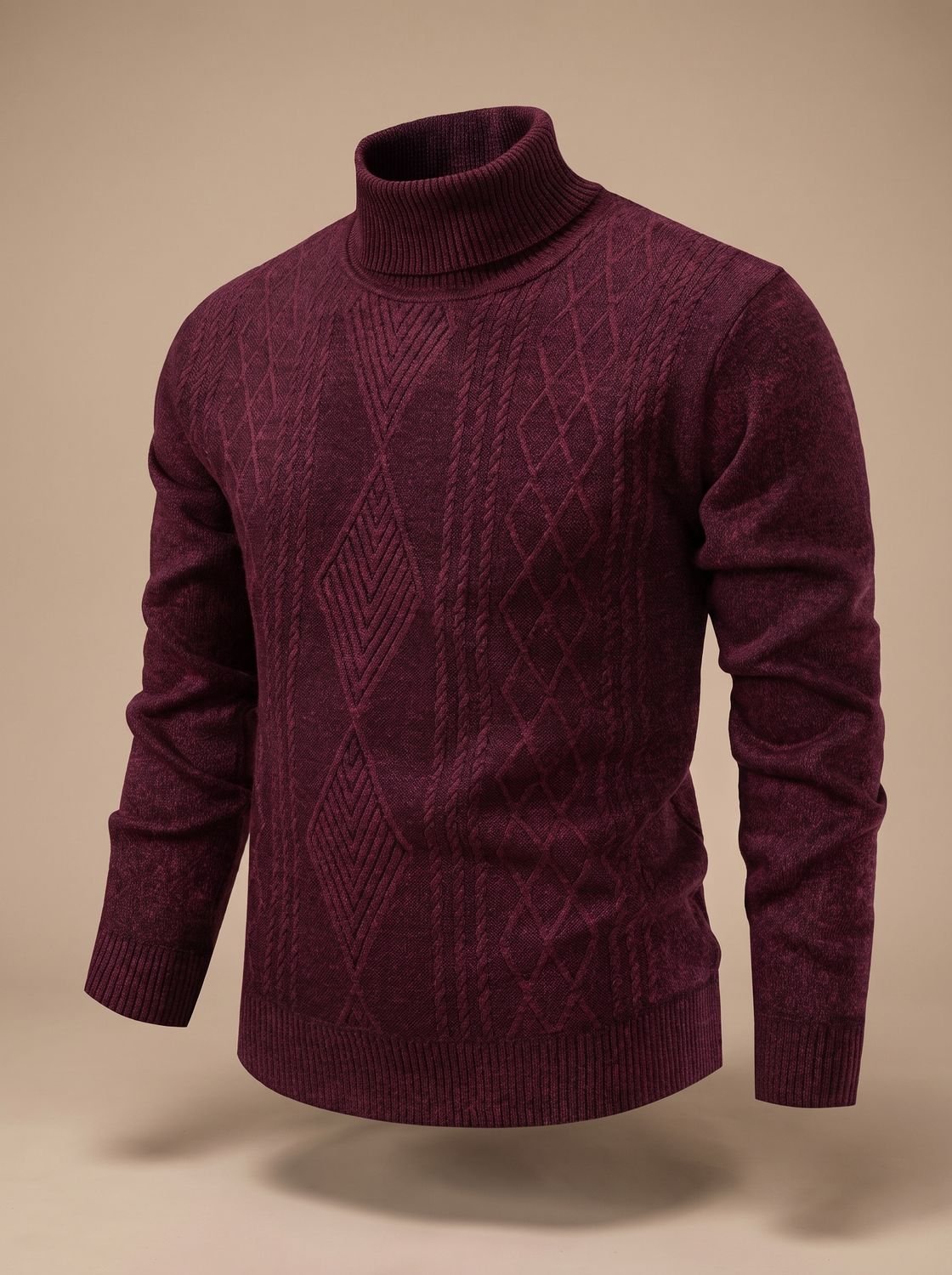 Slim-fit gebreide kabeltrui met col voor heren