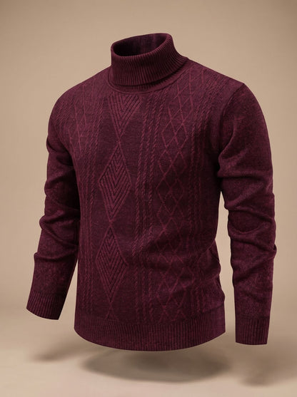 Slim-fit gebreide kabeltrui met col voor heren