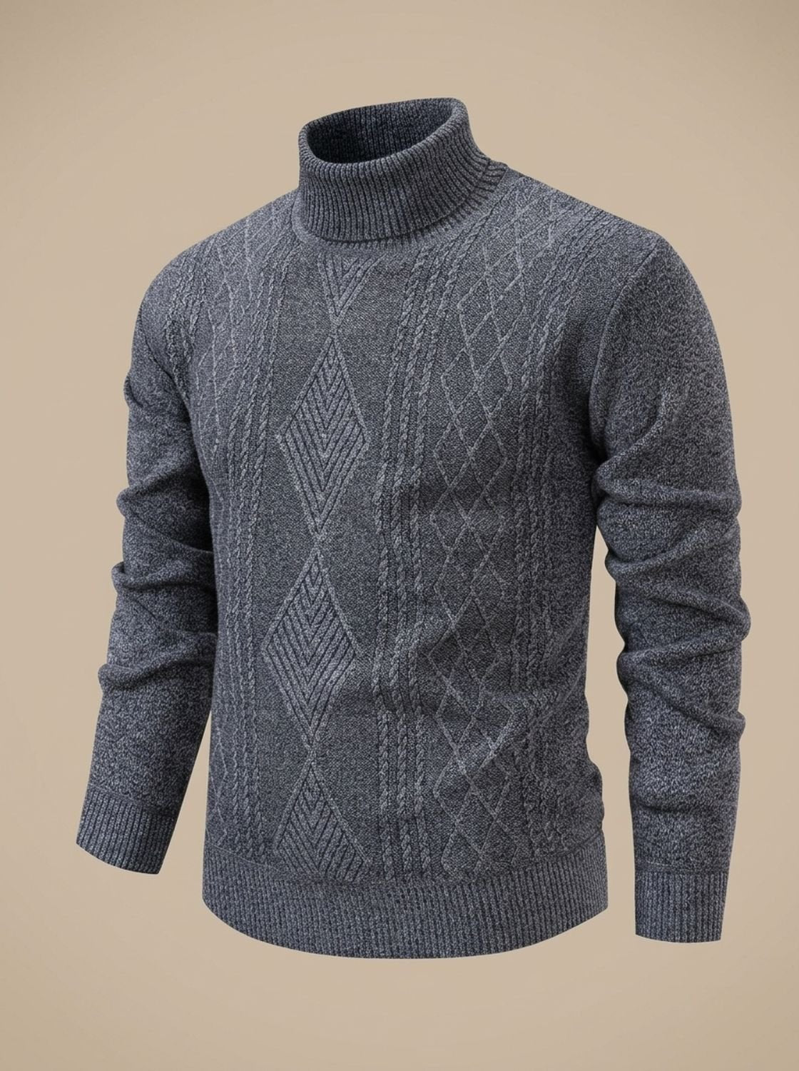 Slim-fit gebreide kabeltrui met col voor heren