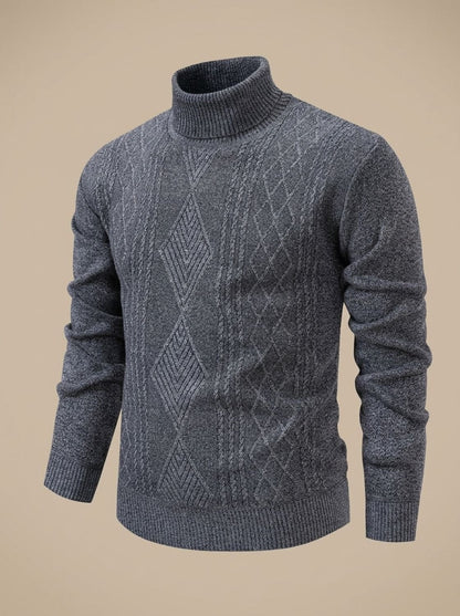 Slim-fit gebreide kabeltrui met col voor heren